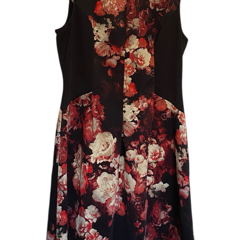 Floral Black and Red Dress